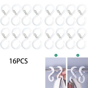 16 crochets en S, crochets de suspension robustes avec boucle de sécurité, sans perçage pour cuisine, salle de bain, chambre, jardin (petits transparents) - Neuf