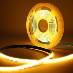 Ruban Led Cob 3 M,24v Bande Led Blanc Chaud Avec Alimentation Et Télécommande,320leds/M,Largeur 8mm,Bande Lumineuse Cob Dimmable Pour Chambre,Décoration De La Maison - Neuf