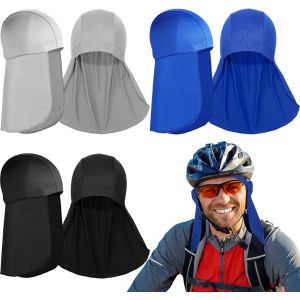 3 Pieces Helmet Liner With Neck Mask, Cooling Skull Cap Sweat Wicking Cap With Tail Sun Cycling Running Neck Protection Hat - Neuf