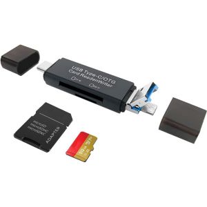 PIAL-Lecteur De Carte Sd,5-En-1 Micro/Usb C/Usb 2.0 Lecteur De Carte Sd Mémoire Portable,Adaptateur Otg Double Slot Pour Carte Tf Sdxc Micro Sd Micro Sdhc Compatible Avec Pc,Galaxy S21(Noir) - Neuf
