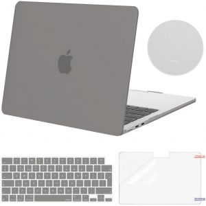 TIANYI-Coque Compatible avec MacBook Air M4 M3 M2 13 PoucesA3240 A3113 A2681 2025-2022,Étui Rigide Plastique&Clavier&Protecteur D'écran&sous-Verre Compatible avec MacBook Air 13,6,Gris - Neuf