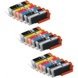 18 Cartouches d'Encre Compatibles pour Canon Pixma MG7750 MG7751 MG7752 MG7753 TS8050 TS8051 TS8052 TS8053 TS9050 TS9055 | PGI-570PGBK CLI-571BK CLI-571C CLI-571M CLI-571Y CLI-571GY XL - Neuf