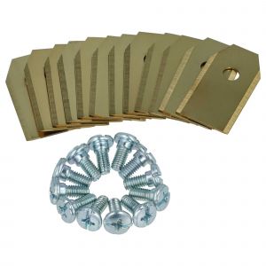 vhbw 12x Lames compatible avec McCulloch Rob R1000, Rob R600 tondeuse - Lames de rechange, or / argent&eacute;, apatite de titane - Neuf