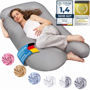 Ulteronixshop-Oreillers De Grossesse, Oreillers Lat&eacute;raux, Oreillers De Positionnement, Oreillers Pour B&eacute;b&eacute; Et Oreillers D'allaitement En Forme De U Housse 100% Coton (Junior Xl, 120 X 70 Cm, Gris) - Neuf