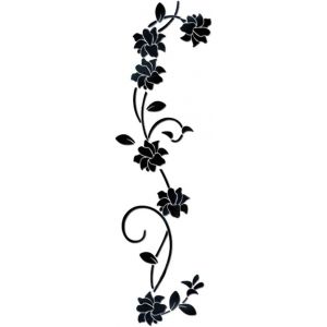 Flower Vine Acrylique Miroir Stickers Muraux, &Eacute;l&eacute;gant Miroir R&eacute;glage Mur Autocollant, Mur Collant Miroir D&eacute;coration Murale Pour La Maison Salon Chambre D&eacute;cor, Noir - Neuf