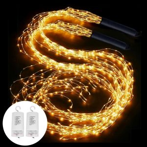 JGD-Guirlande Lumineuse 2m 200 LED Lumi&egrave;res: 2 Pi&egrave;ce LED Guirlande, 8 Modes Lumi&egrave;res Cascade &eacute;tanche Guirlande Lumineuse Pour Interieur Exterieur D&eacute;coration (Blanc Chaud) - Neuf