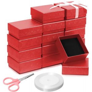 Trahoo-17pcs 2,95 X 2,95 Pouces Bijoux Coffret, Bo&icirc;te &Agrave; Bijoux Festonn&eacute;e Rouge Pour Anneaux, Boucles D'oreilles, No&euml;l, Anniversaires, Anniversaires, Saint - Valentin, F&ecirc;te Des M&egrave;res Et Autres F&ecirc;tes - Neuf