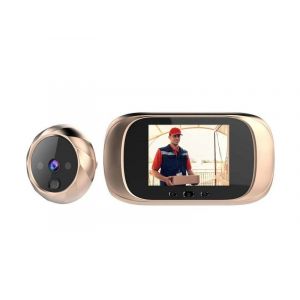 Judas de porte num&eacute;rique sans fil avec &eacute;cran LCD et cam&eacute;ra HD et vision nocturne - Dor&eacute; - Neuf