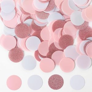 60g Confettis en Papier Ronds,Confettis Circulaires pur La D&iquest;&iquest;Coration de Table,Mariage,D'Anniversaire,de F&iquest;&ordm;Te de B&iquest;&iquest;B&iquest;&iquest;,de Bricolage(Rose Or,Rose Et Blanc) - Neuf