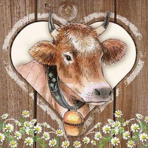 Kal-Lot De 20 Serviettes En Papier Motif Vache 33 X 33 Cm - Neuf
