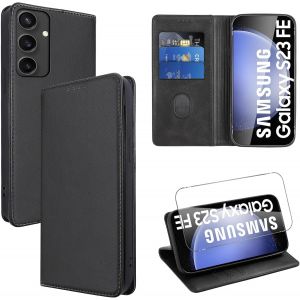 Kal-Coque Cuir Pour ¿¿¿¿¿¿¿ ¿¿¿¿¿¿ ¿¿¿ ¿¿ ¿¿ 6.4"" Avec 1 Verre Trempé Etui À Rabat En Pu Porte-Cartes Portefeuille Support Flip Housse Magnétique Antichoc Anti-Rayures Case,Noir - Neuf