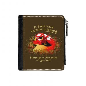 Portefeuille C'est dur parce que c'est dur Mushroom Fox=38 Compact en Simili-Cuir Porte-Cartes Fermeture Éclair Homme Femme Ad - Neuf