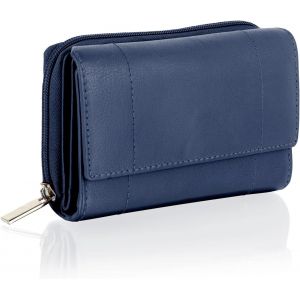 CAUC-Porte-Monnaie pour Femme, Petit Porte-Monnaie protégé par RFID en Cuir véritable avec Poches zippées pour pièces et Cartes - Neuf