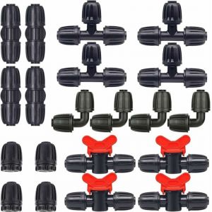 Raccords d'irrigation &agrave; 20 vannes, connecteurs de tuyau d'arrosage pour syst&egrave;me d'irrigation, syst&egrave;mes d'arrosage goutte &agrave; goutte - Neuf