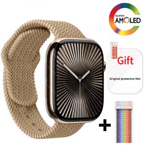 Montre Connectée Hk 11 Pro Max,Série 10,Amoled 4G Rom,Bluetooth,Réseau D'Appel,Robot Ai,Boussole Nfc,Pour Hommes Et Femmes,Nouvelle Collection 2025.Golden Pride Editio.App Le 49Mm - Neuf