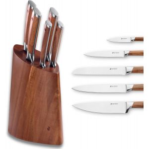 Jexnovashop-Design Set De Bloc &Agrave; Couteaux Avec 5 Couteaux, Bois D'acacia, Acacia - Neuf
