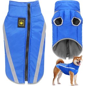 Waterproof Dog Coat Warm Winter Pet Clothes Windproof Dog Coat Wool Jacket Small And Medium Large Jacket (Blue,3xl) - Neuf