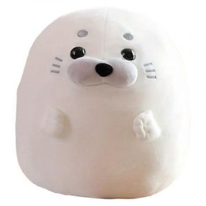 Jouet en peluche en forme de boulette de phoque debout en coton vers le bas, poup&eacute;e d'aquarium, machine &agrave; saisir-Blanc - Neuf