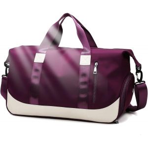 RFCBC-Sac de Sport Femme Homme,Sac de Voyage avec Compartiment Chaussure et Poche Humide,Impermeable Grande Capacité 40L Gym Duffel Bag,Oxford Sac Weekend pour Fitness Camping Piscine, Violet Foncé - Neuf