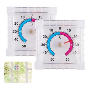 Chenquansarl-2 Piezas Termómetro Exterior De Ventana, Termómetros Adhesivos Para Ventanas, Rango De -50 A 50 °C, Termómetro Digital Para Ventana, Termometros Analogico Ambiental Para Exterior (7,5 X - Neuf