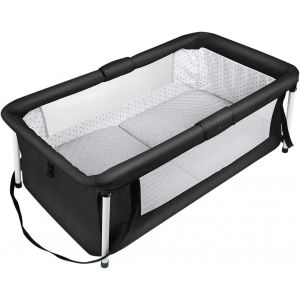 Lit Cododo B&eacute;b&eacute; Avec Matelas, Hauteur R&eacute;glable &Agrave; 6 Niveaux, Lit D'appoint Bebe Evolutif &Agrave; Roulettes, Lit De Voyage Pliable, Panier De Rangement, 0-2 Ans-80 * 40 * 100-115 Cm-Blanc Cass&eacute; - Neuf
