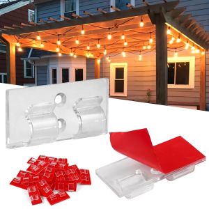 25 Pi&egrave;ces Attache Cable Adhesif Clips Cable Crochet Adhesif Mural Exterieur, Accroche pour Guirlande Lumineuse, Petits Supports de C&acirc;bles Autocollants Transparents Fixation pour C&acirc;bles Murale Bureau - Neuf