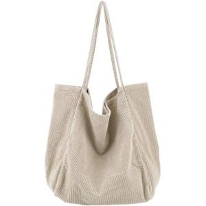 RFCBC-Femmes Grand Velours côtelé Sac fourre-Tout Rétro Sac d'épaule Décontractée Sac de Courses Mode Sac à Main - Neuf