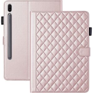 KAL-Coque Pour Samsung Galaxy Tab S10 Fe/ S9 Fe/ S9 Business Cuir Pu Tablet &Eacute;tui Pour Galaxy Tab S9 Con Portafolio Supporto Funzione Or Rose - Neuf