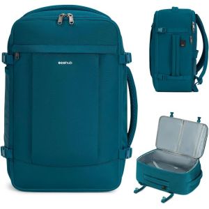KALANKA-Sac a Dos Voyage Cabine Avion 45x36x20 pour Easyjet Bagage Cabine avec 3 Poches Zippées Cachées Bagage à Main Homme Sac à Dos pour Ordinateur 15.6 Pouces, Sac Cabine sous Siège, Turquoise 30L - Neuf