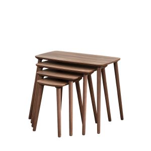 Table gigogne (4 pi&egrave;ces) en bois "Luci" 70 x 40 x 55 cm - Noyer - Neuf