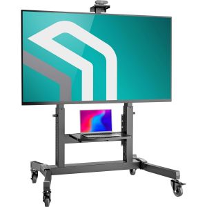 SUBZONAL-Support TV Mobile avec roulettes pour 50&iquest; - 100&iquest;, Pied TV Universel Charge Max 130 kg, Support Television sur Pied VESA 200x200-1000x600 mm, Chariot Tele Inclinable Noir TS1991-B - Neuf