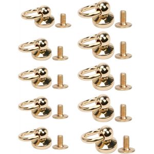 Rivets avec en Métal Anneau Rivets Laiton Tête Ronde Rivet Doré avec Anneau Anneau Vis Rivets Or Rivets en Laiton avec Bague pour Ceintures,Sac,Sac à Main,Deux Tailles 10 Pièces - Neuf