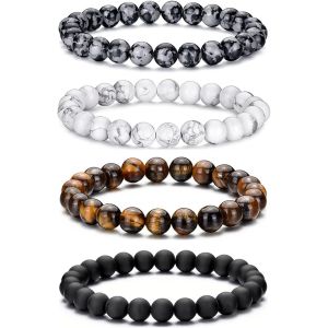 Kalanka-Bracelet ?il De Tigre Pour Hommes, Ensemble De Bracelets De Perles En Pierre Naturelle De 8mm, Bracelets Extensibles En Pierre De Lave, Réglables, En Perles De Cristal Noir, Cadeaux Pour Homm - Neuf