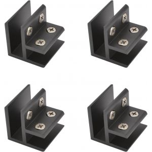 Pinces à verre réglables à 90 degrés, pinces pour étagère en verre en alliage d'aluminium, connecteur de support pour verre de 10 à 12 mm d'épaisseur, noir - Neuf