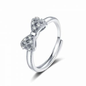 Bagues De Promesse En Oxyde De Zirconium (Argent) Pour Elle, Alliances Empilables Pour Femmes, Ensembles De Bagues Empilables Avec Noeud - Neuf