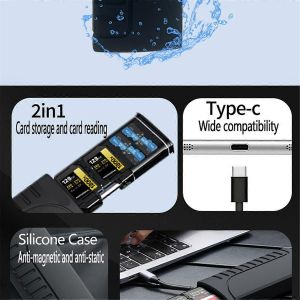 -10 Lecteur de carte SD haute vitesse USB 3.1 Type-C SD/TF/SIM Étui de transport pour appareils photo,smartphones, - Neuf