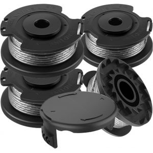 MEVRONISSHOP-4 Bobines de Rechange pour D&eacute;broussailleuse et 1 Couvercle de Bobine, 4 Pezzi F016800569 F016800385 Bobina di Ricambio + F016F04557 Copertura,Bobine per Bosch Art 23 SL 26 SL Decespuglia - Neuf