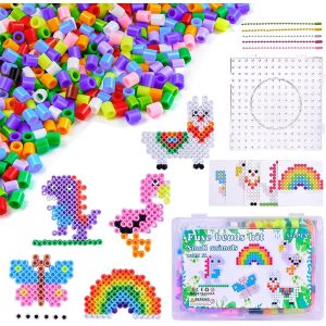 KALANKA-Perles à Repasser Set, Fusible Perles Bricolage Enfant avec Plaques de Perles à Repasser et Accessoires, 10mm Plaques de Perles à Repasser pour Anniversaire Noël Cadeau Enfants DIY - Neuf