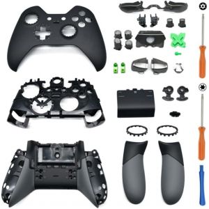 Kit De Coque De Boîtier Complet De Remplacement Complète Pour Xbox One Elite Série 1 Manette - Inclure La Couverture Cadre Du Milieu Boutons Abxy Lb Rb Pare-Chocs Accessoires (Noir) - Neuf