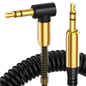 Cable Jack,3.5 Male Male Jack Cable,Gold-Plated Angled 90 Degree Auxiliary Cable 3.5,Car Aux Cable for Car Radios,iPhone,iPod,iPad,Speakers,Headphones,Tablet,MP3 (Coil) - Neuf