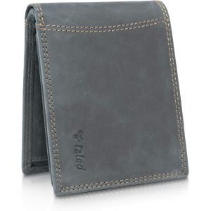 CMJAAGUR-Portefeuille Homme Cuir Veritable - Porte Carte Homme Cuir Anti Rfid Avec 9 Fentes Pour Cartes, Cartes Format Portrait, Poche À Glissiè Rangement Pièces, Avec Boîte Cadeau, Gris[M509] - Neuf