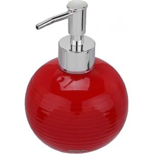 Distributeur de savon en céramique 1pc,bouteille de presse ronde,bouteille de lotion rechargeable,distributeur de pompe à pression,distributeur de savon liquide pour les mains (rouge) - Neuf
