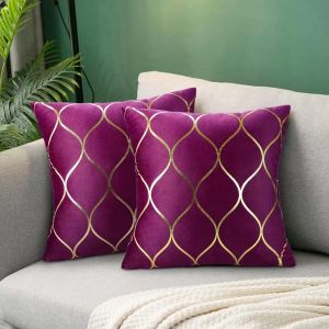 Eryi-Housse De Coussin En Velours Rose Rouge 40x40cm Lot De 2 Coussin Violet Carré Décoratif Violet Housse De Coussin Décoratif Pour Canapé Salon Chambre Voitures - Neuf