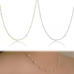 Kal-Collier Perle Femmeplaqué Or Collier Perlesimples Perle Collier Ras Du Cou Perle Pour Femme Bijoux Or Cadeaux, 2 Pièces - Neuf