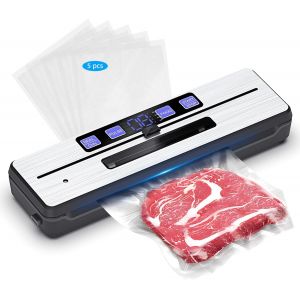 MEVRONISSHOP-Machine Sous Vide Alimentaire, Appareil de Mise Sous Vide avec 6 modes, bac de r&eacute;cup&eacute;ration amovible, lame de coupe et deux fils chauffants - Neuf