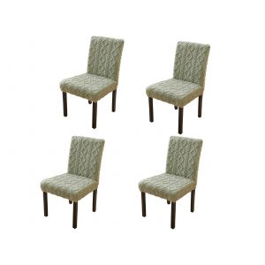 Lot de 4 housses de chaise jacquard vertes pour chaises de salle &agrave; manger et de cuisine - Neuf