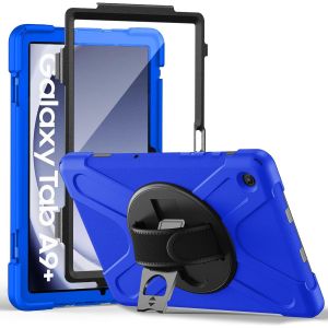 TIANYI-Coque Antichoc pour Samsung Galaxy Tab A9 Plus 11"" 2023, &Eacute;tui Armure Robuste avec Protection d'&eacute;cran, Support Rotatif, Dragonne et Bandouli&egrave;re, Coque pour Tab A9+ Plus SM-X210/X216/X218, Bleu - Neuf