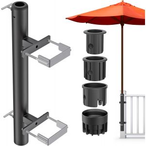 Ulteronixshop-Supports De Parasol Terrasse, Pied Parasol Pince Fixation R&eacute;glable Balcon Parasol Jardin Conception Peu Encombrante Manchon 3 Tailles Pour Perche 3-5cm, Max 10.6 X 10.4cm Poteau Garde-C - Neuf