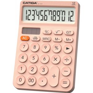 Calculatrice 12 Chiffres, Grand &eacute;cran LCD, 4 Fonctions, Design Arrondi, Gros Boutons, Double Alimentation Solaire/Pile, pour Bureau, Maison, &eacute;cole, SD-1292 - Neuf