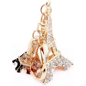 Porte-clés Tour Eiffel en strass, porte-clés Tour Eiffel en cristal scintillant, joli pendentif pour sac à main, accessoire de sac à main, cadeau pour fille et femme - Neuf